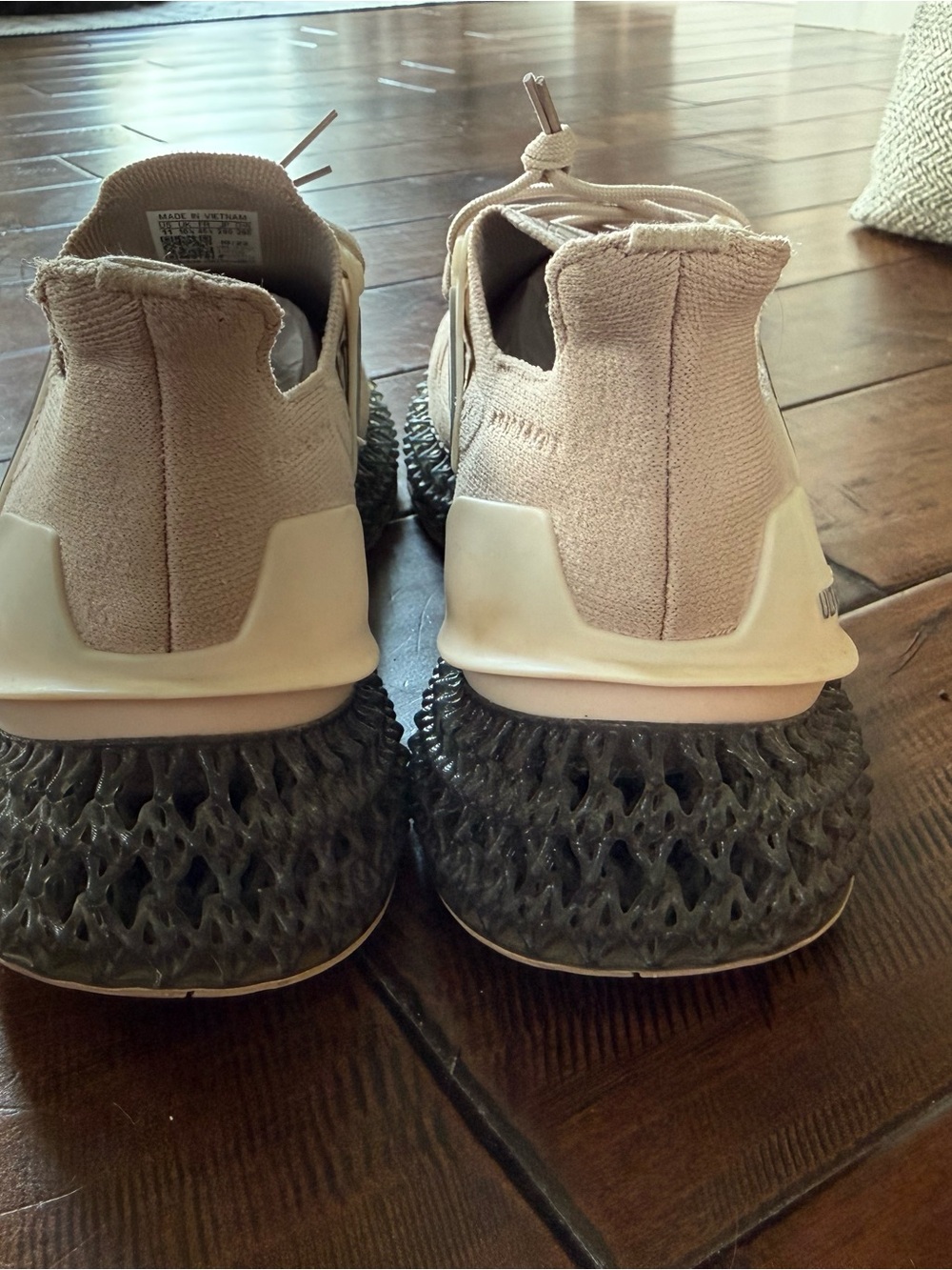 adidas Men’s Knit Sneakers in Light Beige with Gray 4D Midsole - Picture 5 of 7